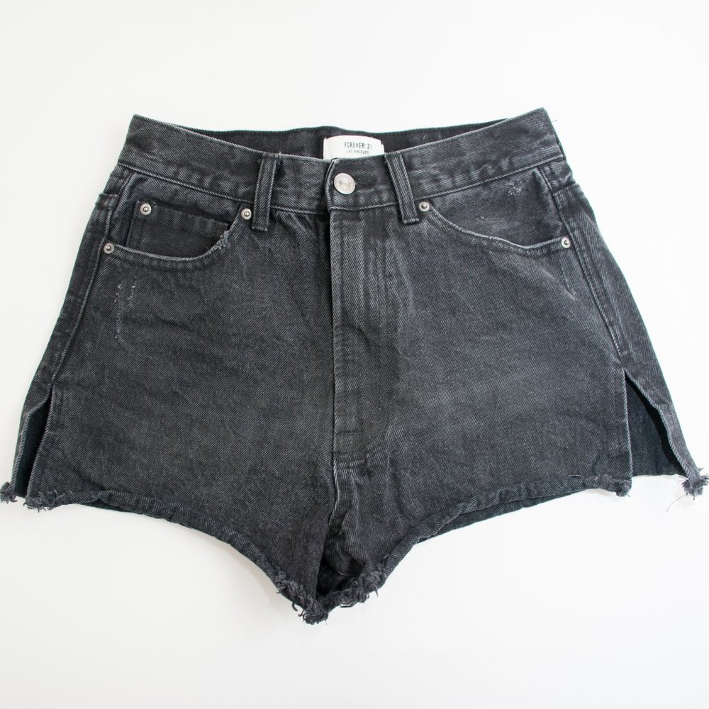 Forever Faded Black High Rise Denim Cut Off Shorts